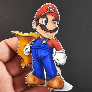 Super Mario Aufkleber | Handgezeichnete Aufkleber für Laptops, Journals und mehr | Perfektes Geschenk für Gamer, Mario Fans