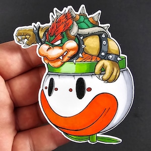 Bowser Aufkleber | Handgezeichnete Aufkleber für Laptops, Journals und mehr | Perfektes Geschenk für Gamer, Kinder und Super Mario Fans