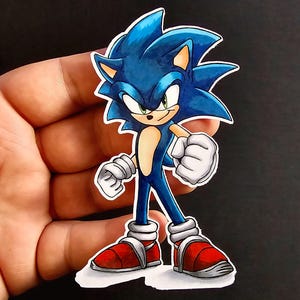 Adesivo Sonic The Hedgehog | Adesivo desenhado à mão para laptops, diários e muito mais | Presente perfeito para jogadores, crianças e fãs da Sega