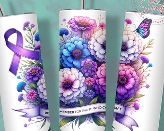 Alzheimer's Disease Awareness Tumbler Wrap, 20oz Skinny Tumbler PNG File, Forget Me Not Sublimation Design, Alzheimer's Disease Warrior