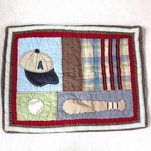 Pottery Barn Kids Baseball Patchwork Quilted Pillow Sham Standard 20x26