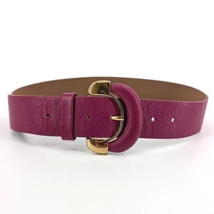 Fuchsia Leather Belt - Etsy display picture 3