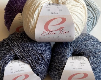 Ella Rae Denim DK Yarn | DK weight | 100% Cotton | 100g balls | 4 Colors Available