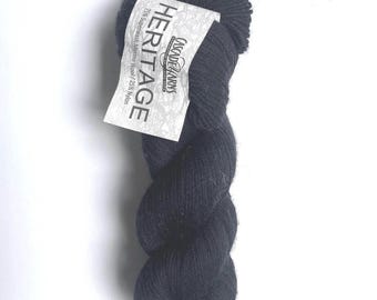 Cascade Heritage 5601-black - 1 skein remaining | Superwash Merino Fingering Sock Weight Yarn | 100g skeins