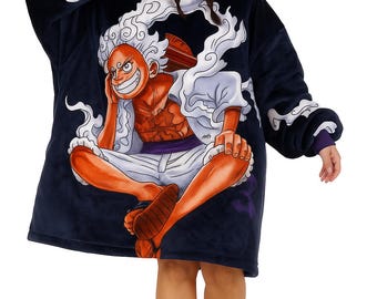 Anime Blanket Hoodie in Gear 5  Look – Comfy adult snug oversized blanket hoodie One Size Fits Most