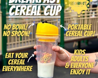 Beker ontbijtgranen - draagbare houder voor granen en melk - draagbaar ontbijt - ontbijtgranen - ochtendontbijt - waterfles voor ontbijt