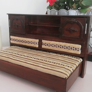Miniature Sofa Bed, Vintage Style Dollhouse Furniture, Handmade Decorative Sofa, Unique Wooden Miniature Furniture, Dollhouse Furniture