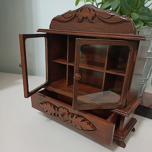 Victorian Wooden Display Cabinet, Victorian Style, Dollhouse Collection Cabinet, Decorative Curio, Antique Cabinet, Collectible Piece