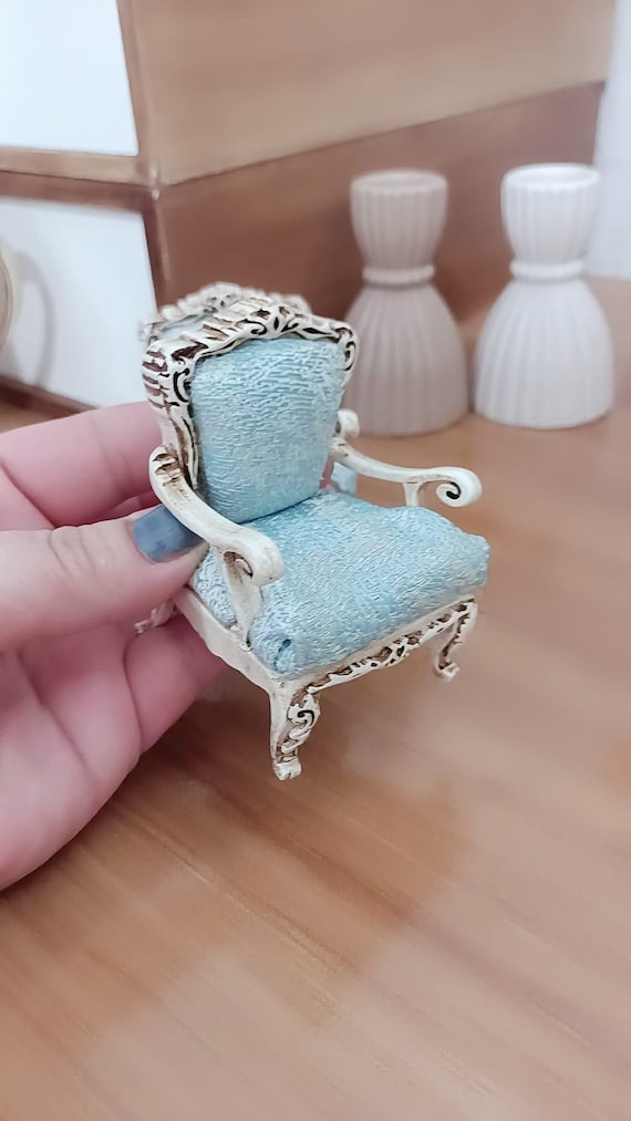Vintage Miniature Bergère Set, 1:12 Dollhouse Furniture, Handmade Miniature  Armchair, Collectible Decor, Diorama, French Style Chair