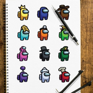 Among Us Cartoon Characters, 5 Digital Image, File Image Picture PNG X2 High Resolution Image Bundle files