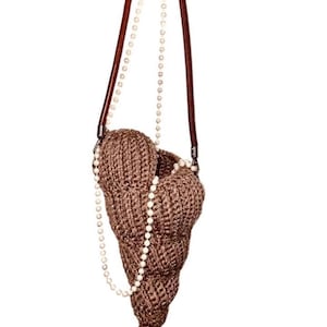 Seashell Taupe Splash Tote Handmade Crochet