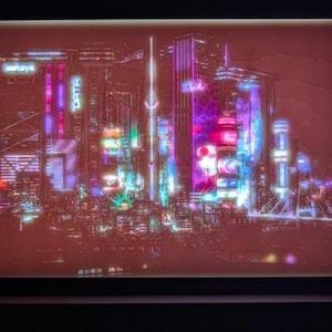Cyberpunk night city Color Lithophane - Backlit Art Panel Futuristic Decor