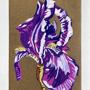 Beloved-Original Linocut Iris Print