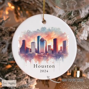 Houston Ornament | Custom Space City Keepsake 2024, Personalized Texas Souvenir Gift, Texas Holiday Decor 2024, Space City