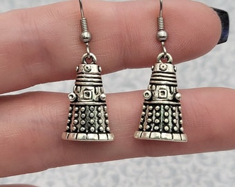 Dalek Earrings, Doctor Who, Dr. Who, Dangle Charm Earrings, Gift for Nerdy Friend