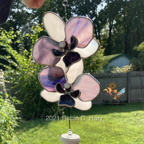 Orchid 3D Handmade Stained Glass Wind Chime
