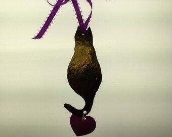 Chubby Cat in a Hat Glass Christmas Ornament