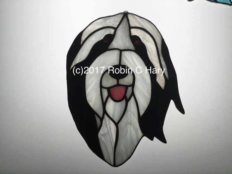 Bearded Collie Stained Glass Suncatcher Original and Exclusive Etsy