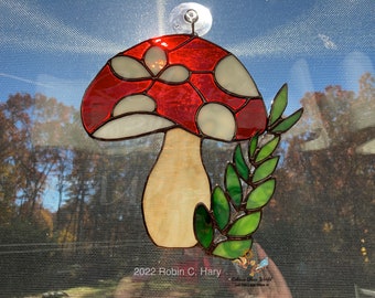 Mushroom Handmade Stained Glass Suncatcher
