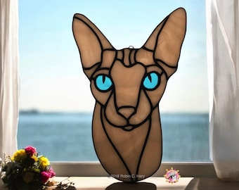 Sphynx Cat Handmade Stained Glass Suncatcher
