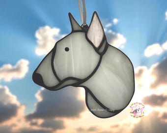 Bull Terrier Handmade Stained Glass Ornament/ Dog Lover Gift