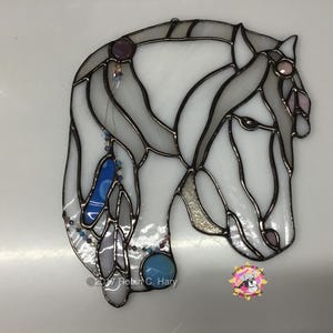Spirit Horse suncatcher- White- shown on light box- light off.