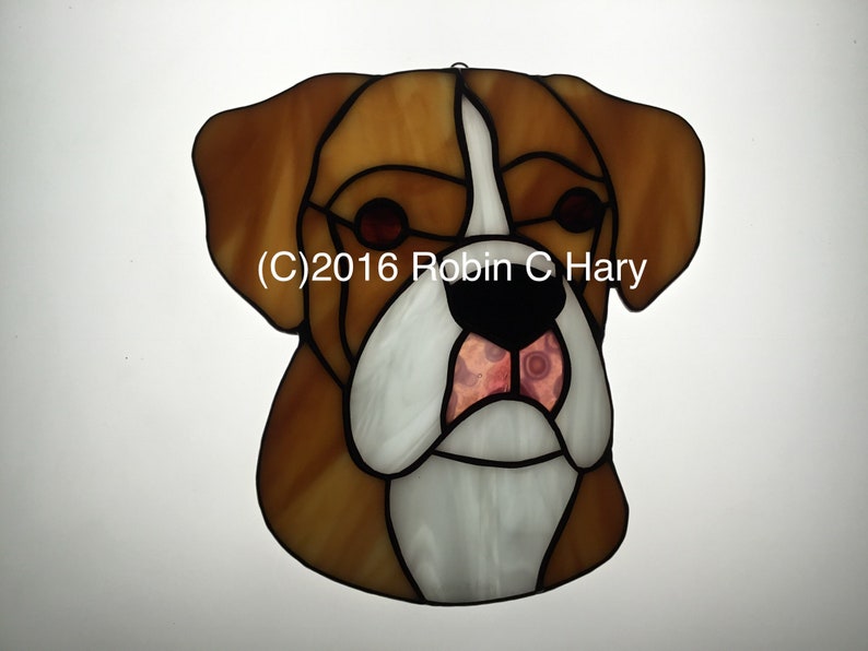 Boxer Stained Glass Suncatcher Dog Memorial Original and Etsy