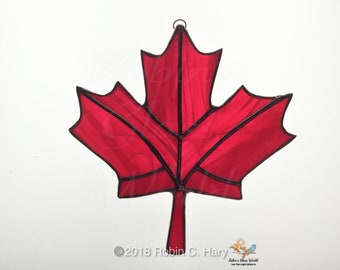 Canadian Maple Leaf Handmade Stained Glass Suncatcher