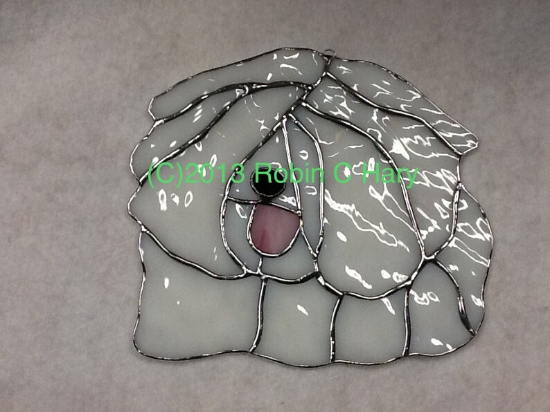 Hungarian Puli Stained Glass Suncatcher Dog Memorial Original and Exclusive Design Handmade Glass Dog