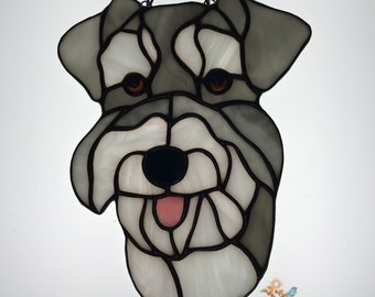 Schnauzer Handmade Stained Glass Suncatcher Miniature Schnauzer Giant Schnauzer Standard Schnauzer