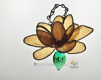 Lotus Flower Handmade Stained Glass Suncatcher
