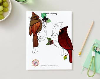 Cardinal Set Stained Glass Pattern / PDF / Vogelliebhaber DIY Fensterbehang