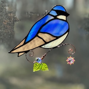 Tree Swallow Handmade Stained Glass Suncatcher