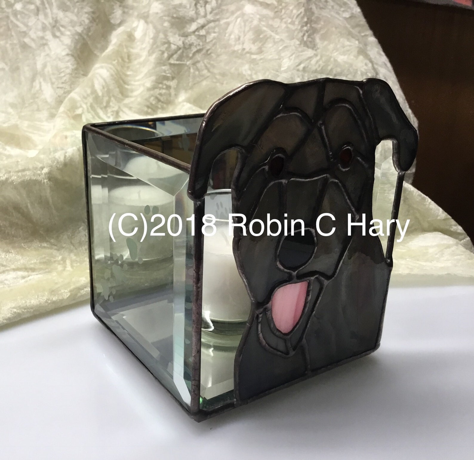 Irish Wolfhound Stained Glass Candle Holder Original and Etsy