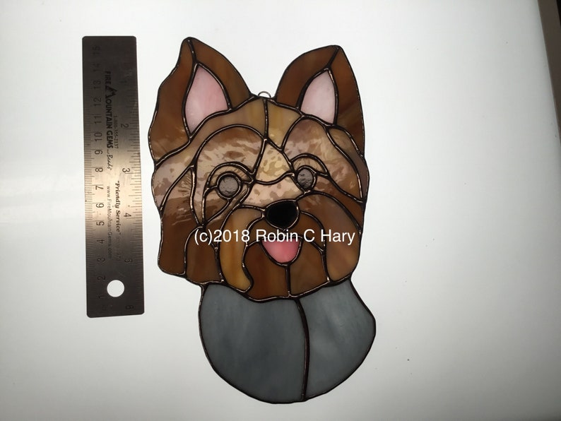 Yorkshire Terrier Stained Glass Suncatcher Yorkie Dog Memorial Etsy