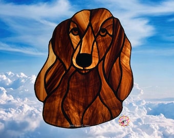 Dachshund Longhaired Handmade Genuine Stained Glass Suncatcher, Dog Lovers Gift, Pet Memorial