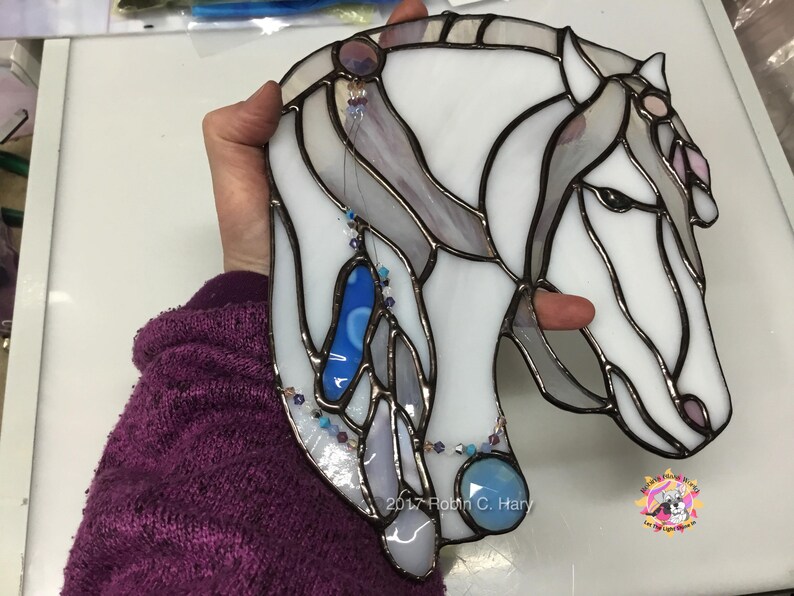 Spirit Horse suncatcher- White- shown being held for size reference.