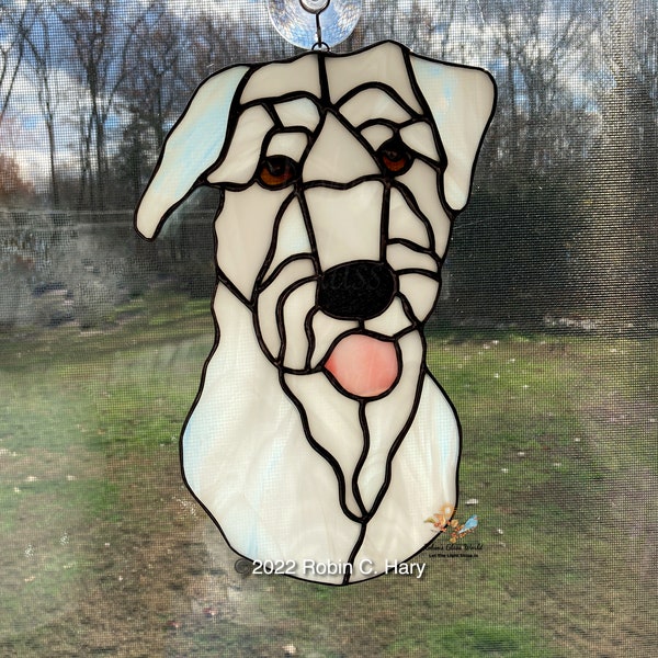 Irish Wolfhound Handmade Stained Glass Suncatcher