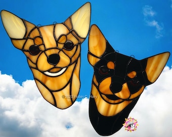 Chihuahua Handmade Genuine Stained Glass Suncatcher, Dog Lovers Gift, Pet Memorial