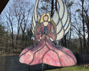 Angel Handmade Stained Glass Wind Chime