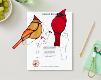 Cardinal Set Winter Stained Glass Pattern / PDF / DIY Vogel Fensterbehang