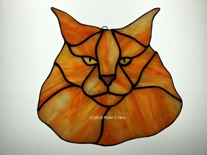Maine Coon Cat Stained Glass Suncatcher Cat Memorial Original Etsy