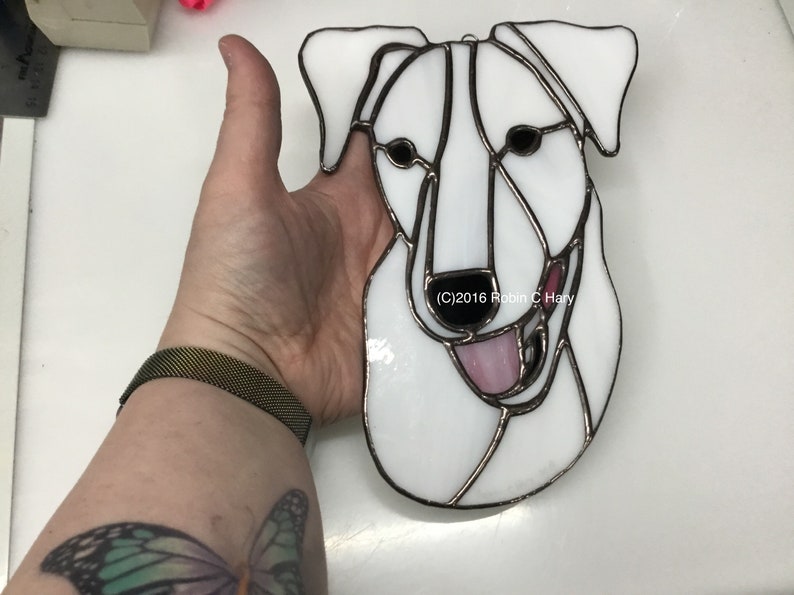 Smooth Fox Terrier Stained Glass Suncatcher Dog Memorial Original and Exclusive Design Handmade Glass Dog