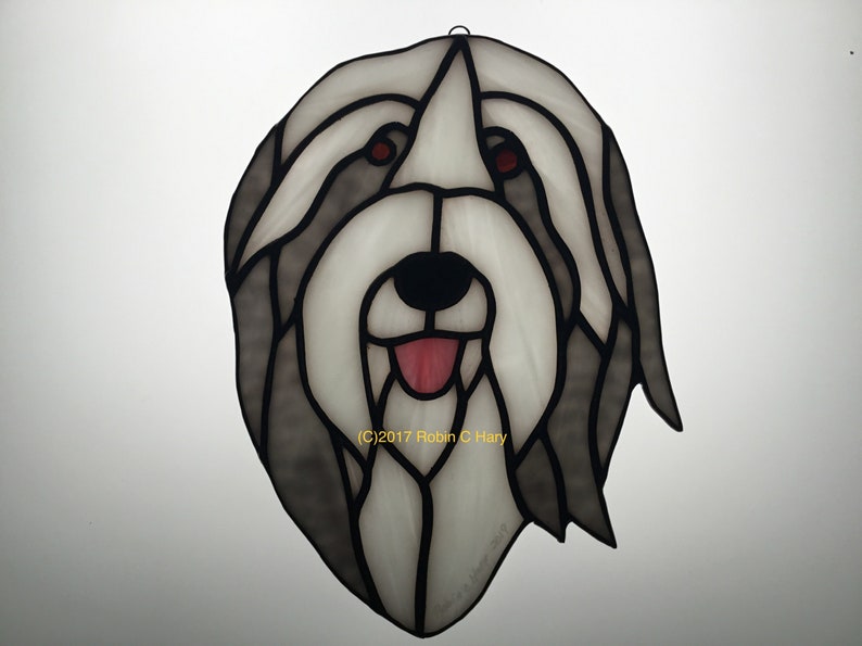 Bearded Collie Stained Glass Suncatcher Original and Exclusive Etsy
