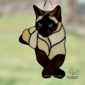 Siamese Cat Handmade Stained Glass Suncatcher