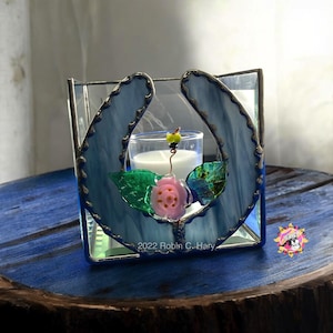 Horseshoe Stained Glass Handmade Candle Holder