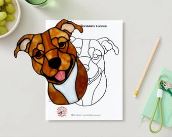American Staffordshire Terrier Stained Glass Pattern/ PDF/ DIY Dog Window Hanging