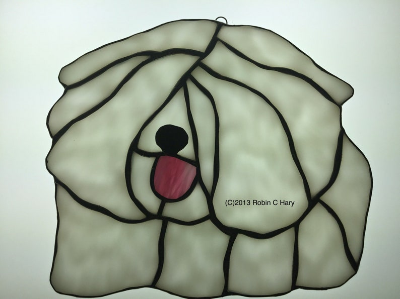 Hungarian Puli Stained Glass Suncatcher Dog Memorial Original and Exclusive Design Handmade Glass Dog