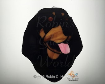 Black and Tan Coonhound Handmade Stained Glass Suncatcher