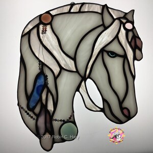 Spirit Horse suncatcher- White- shown on light box- light on.